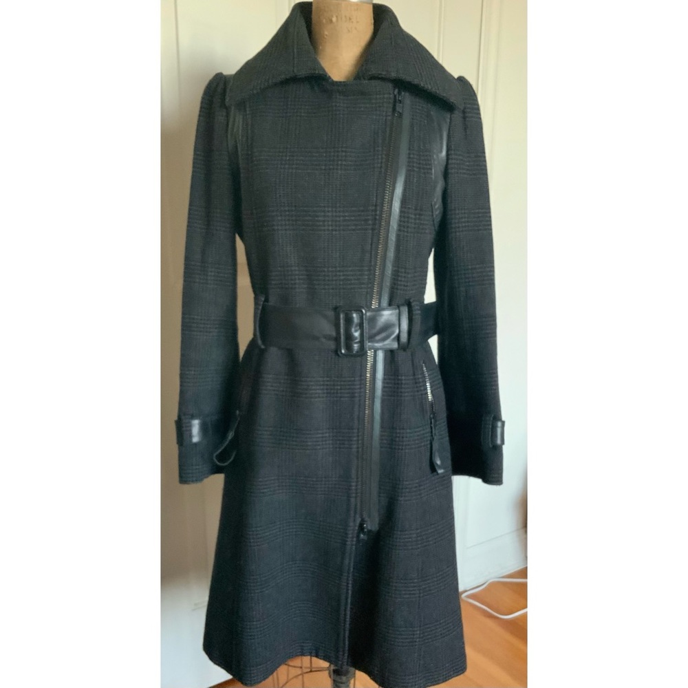 Mackage wool blend leather trim coat size M